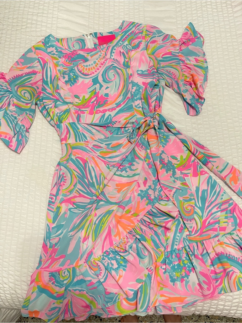 Lilly Pulitzer Pink & Teal Tropical Print Dress